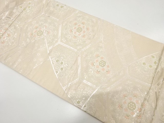 JAPANESE KIMONO / ANTIQUE FUKURO OBI / SILK / WOVEN FLORAL KIKKO